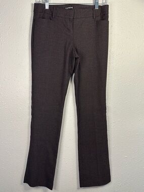Express Checked Brown and Red Textured Boot-Cut Pants